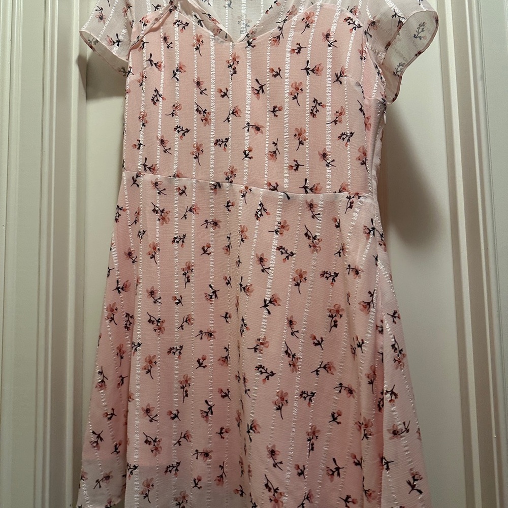 Floral Pink and White Dress